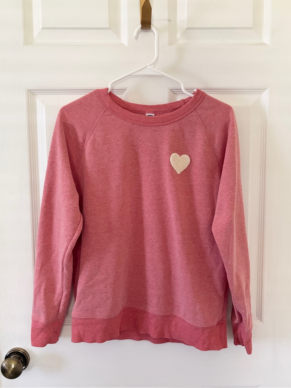 Old Navy Pink Crewneck Sweatshirt with Cream Heart Patch